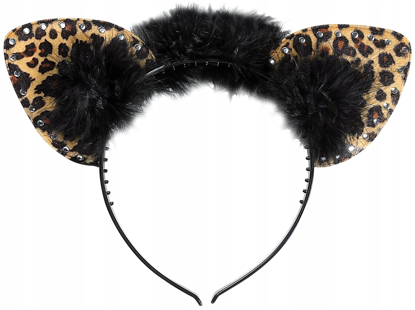 Aurasky Set Costume Leopardo Per Adulti: Orecchie Cerchietto, Coda, Papillon E Tatuaggio Viso Glitterato