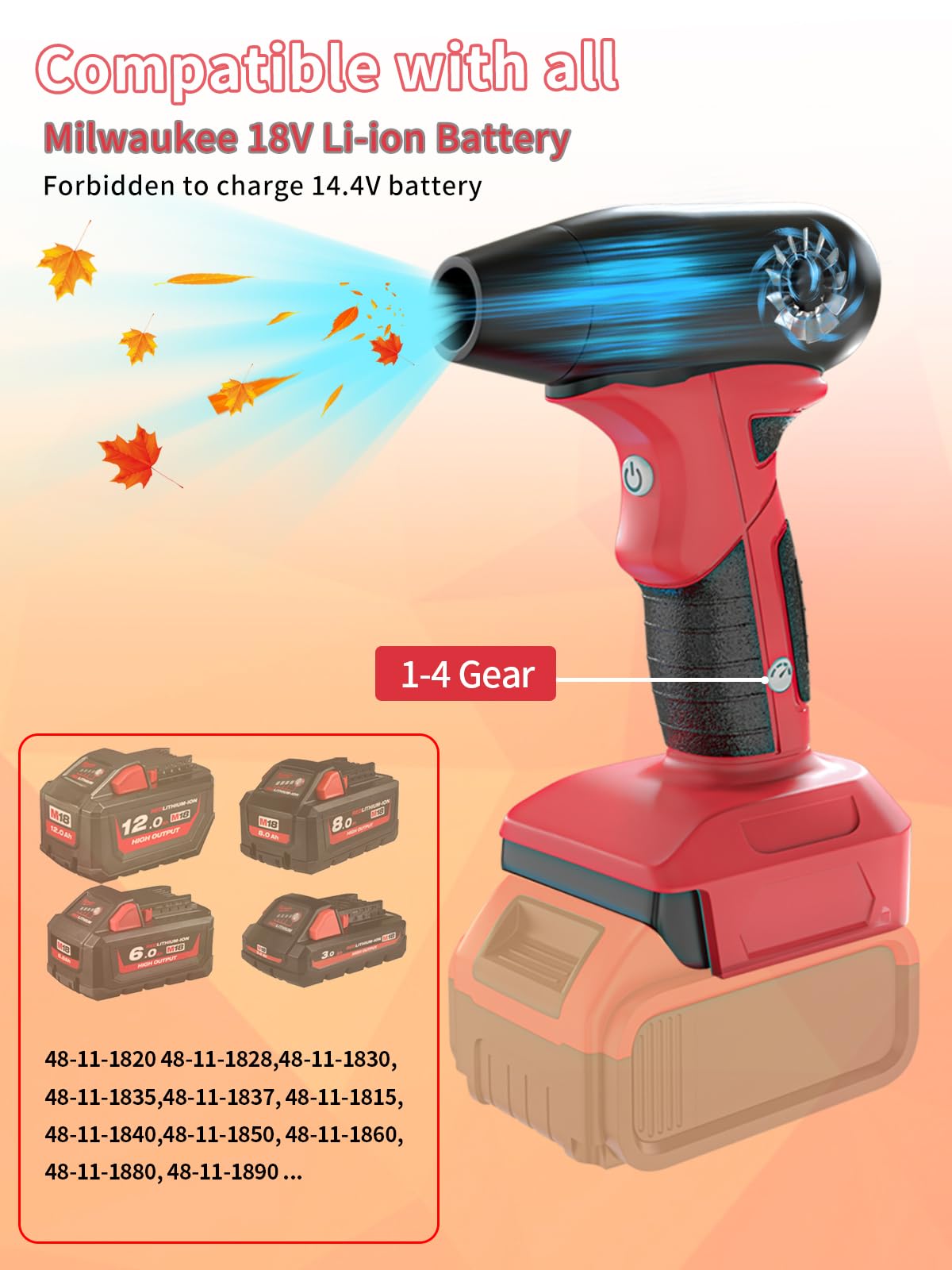 Cordless Copressed Air Duster For Ilwaukee 18V Battery With Brushless