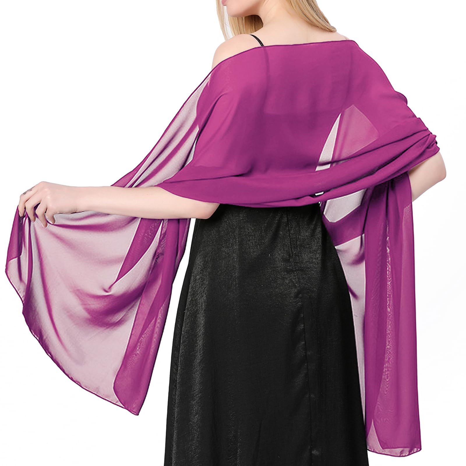 lifwimner Scialle Donna In Raso Chiffon Silky Sciarpa Tinta Unita Wrap Stola Per Sposa Damigella Cerimonia Matrimonio Serata