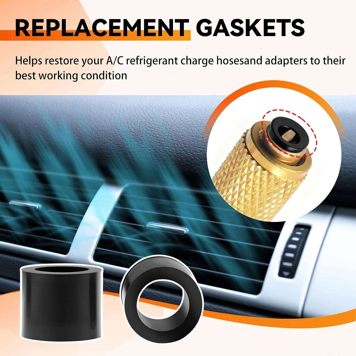 40083 HVAC Hose Gasket 1/4", AC Charging Hose Seals, Replacement O-Ring for Manifold Gauge & Refrigerant Charging Hose, Leak-Proof Automotive AC Repair Seals - 8 Pack