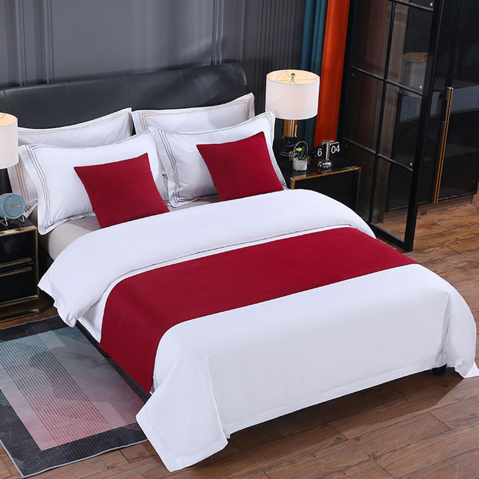 IINCOOY Luxury bedspread and decorative throw, suitable for footboard decoration on single, twin, queen, and king-size beds(Red,Pillowcase*1)