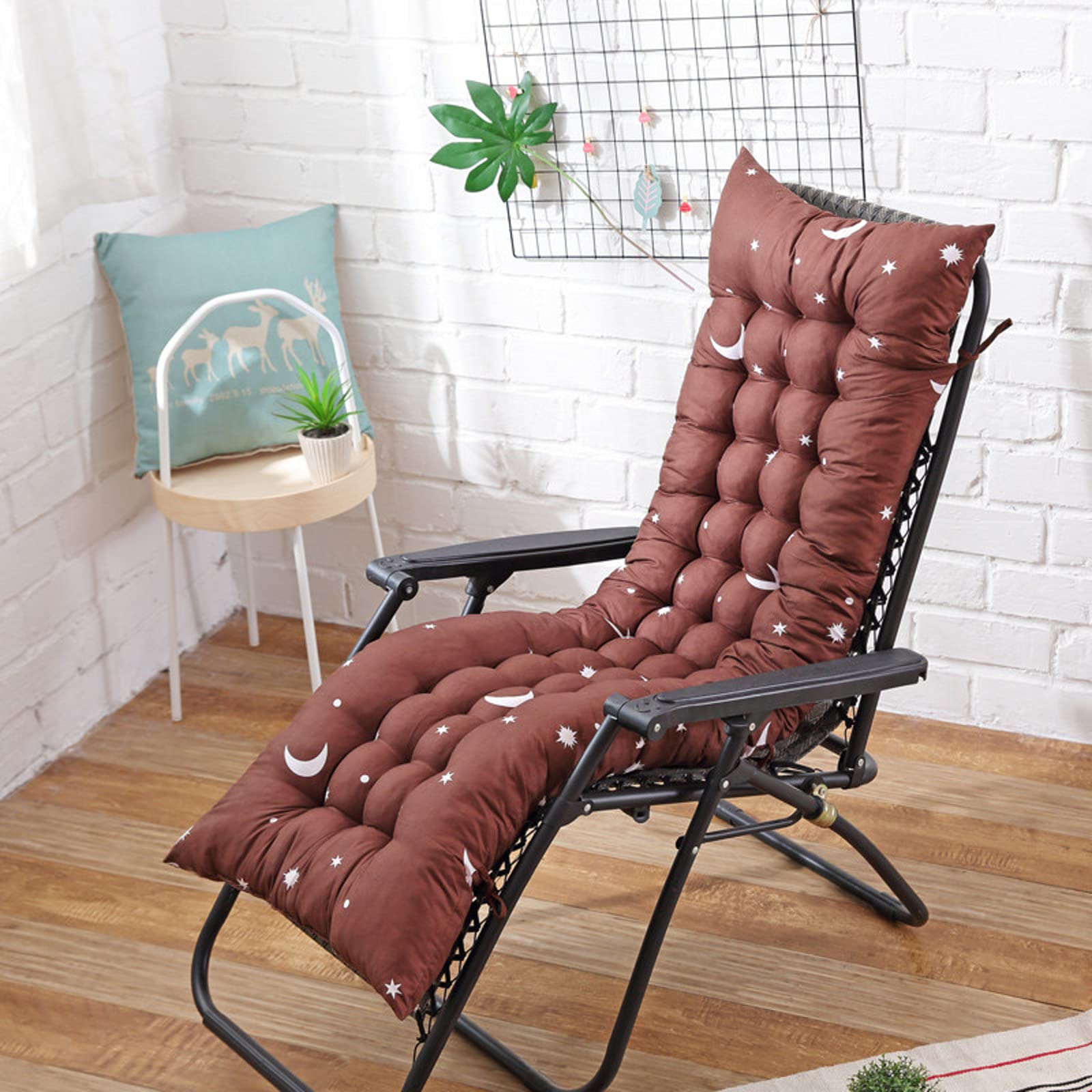 ADSEA Indoor Bench Cushion,Solid Color Lounger Patio Cushion,Soft High Back Reclining Chair Cushion,With Ties For Patio Chairs-B 125x48x8cm(49x19x3inch)