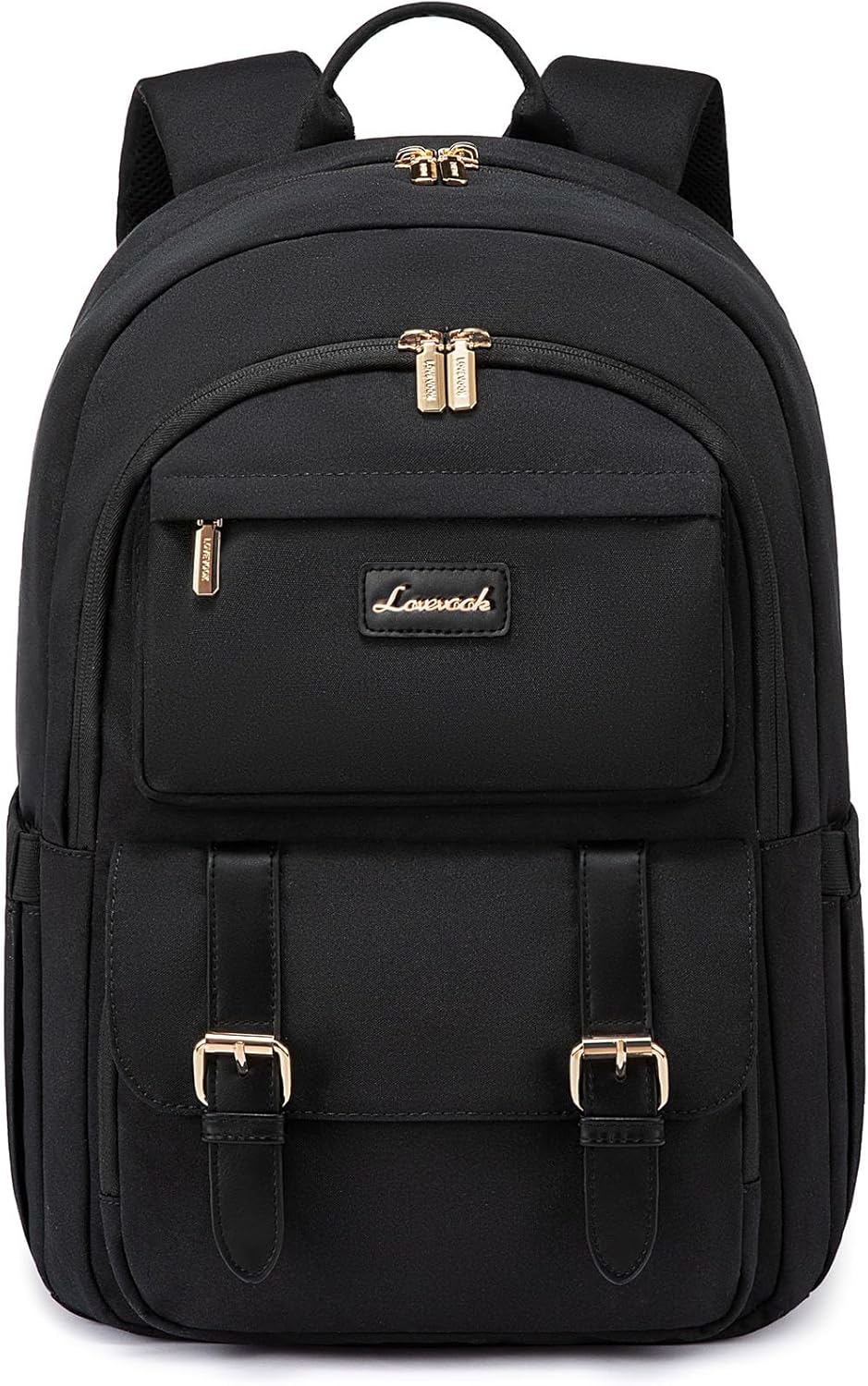 LOVEVOOK School Backpack for Women 15.6″ Black Bookbag for Girls in Highschool College Casual Daypack Backpacks Water Resistent