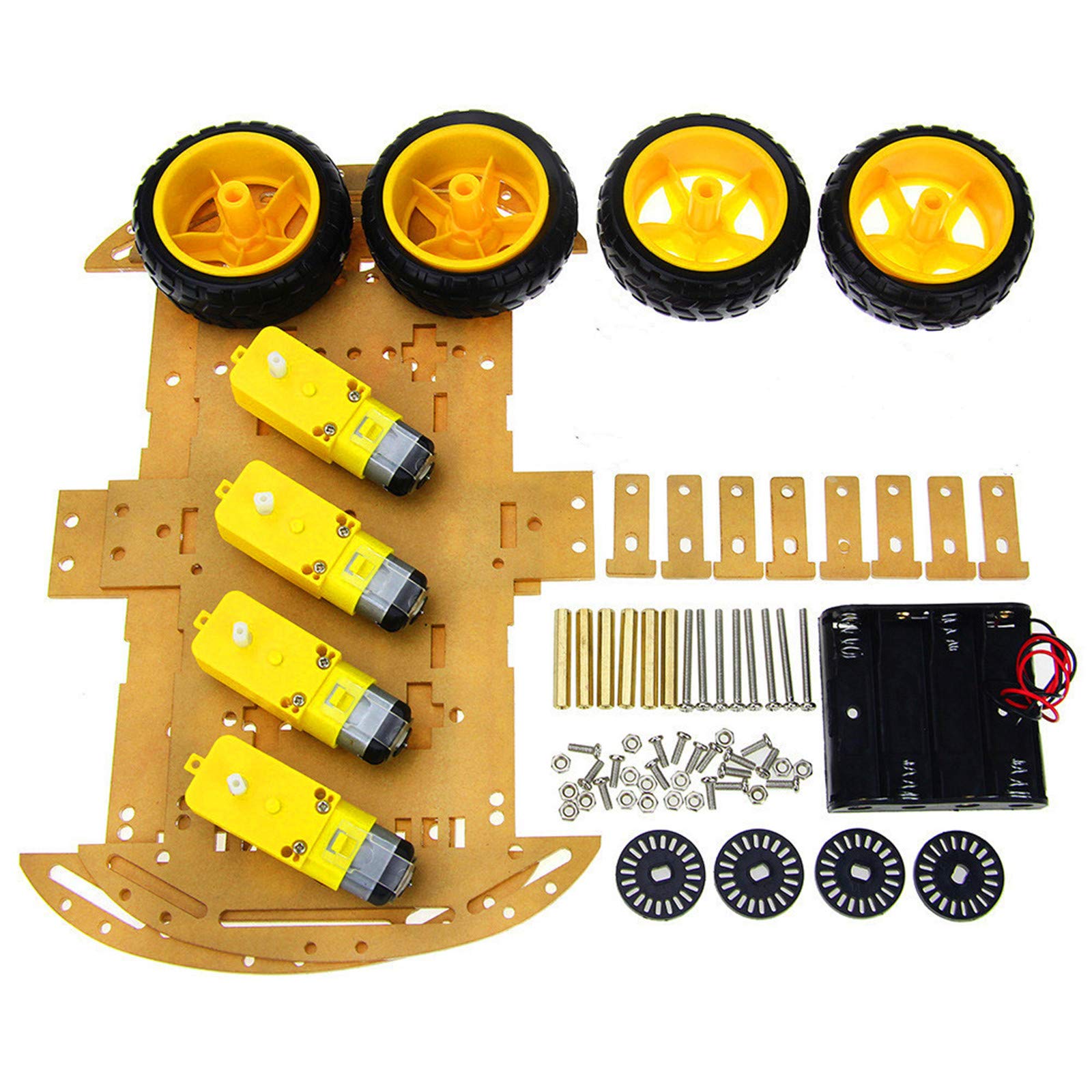 Chasis de Coche Inteligente 4WD para Arduino- con Motor de 4 Engranajes (DC 3V-6V/1:48) y Caja de batería(4wd)