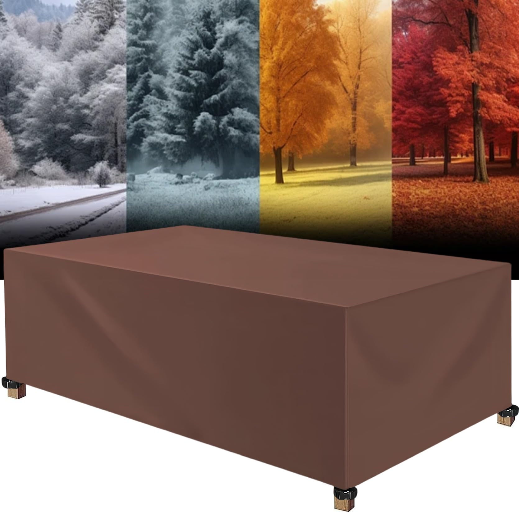XUEQXUE Garden Furniture Cover 100 x 190 x 100 cm(L x W x H) Waterproof, Windproof, Anti-Uv, Fade Resistant, Square Garden Furniture Covers, for Garden Table & Chairs, Brown