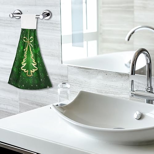 Miniatura 7 de Fondo verde con árbol de Navidad, toallas de cocina colgantes, 2 piezas, toallas de baño de mano, toallas de cocina, toalla de corbata, paños de té