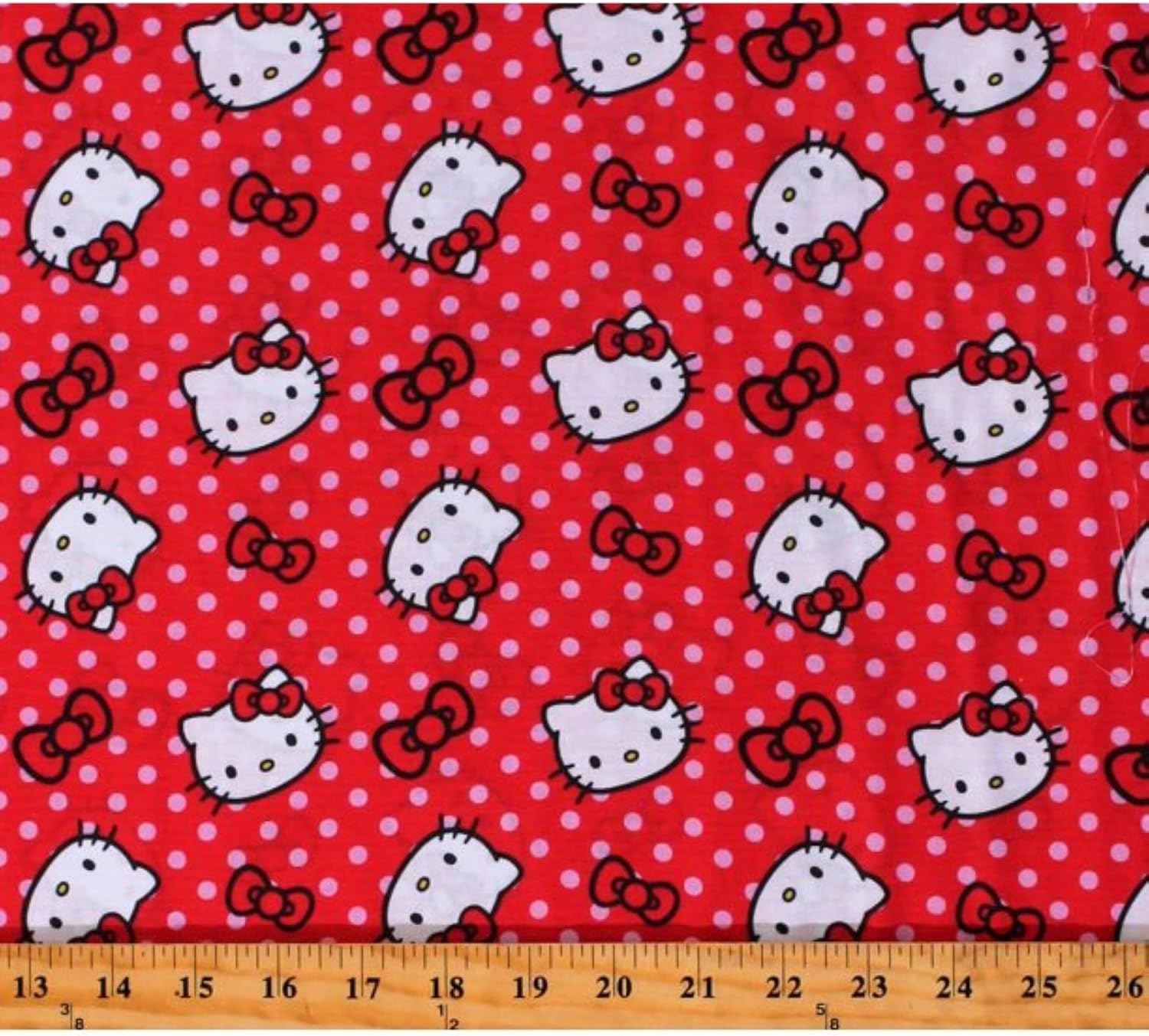 Fabric by Springs 77631 Red Kitty on Dot