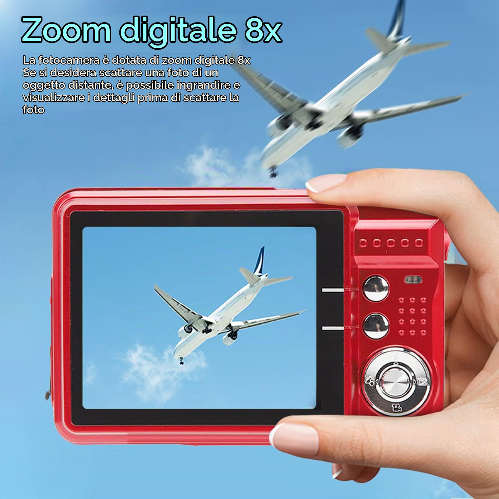 Fotocamera digitale, 4K 48MP 8X Zoom 128GB di memoria Schermo LCD da 2,7 pollici Videocamera incorporata Fill Light Ricaricabile Trasferimento dati Fotocamera digitale portatile