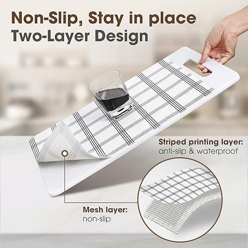 Miniatura 2 de ALIUNI Forro antideslizante para cajones y estantes, no adhesivos, grueso, agarre fuerte, impermeable, lavable, protege los estantes del aparador,