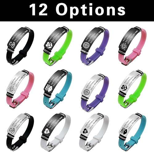 Miniatura 3 de Skartam Pulseras de alerta médica personalizadas para mujeres, hombres y niños, pulseras de identificación médica, pulseras de silicona