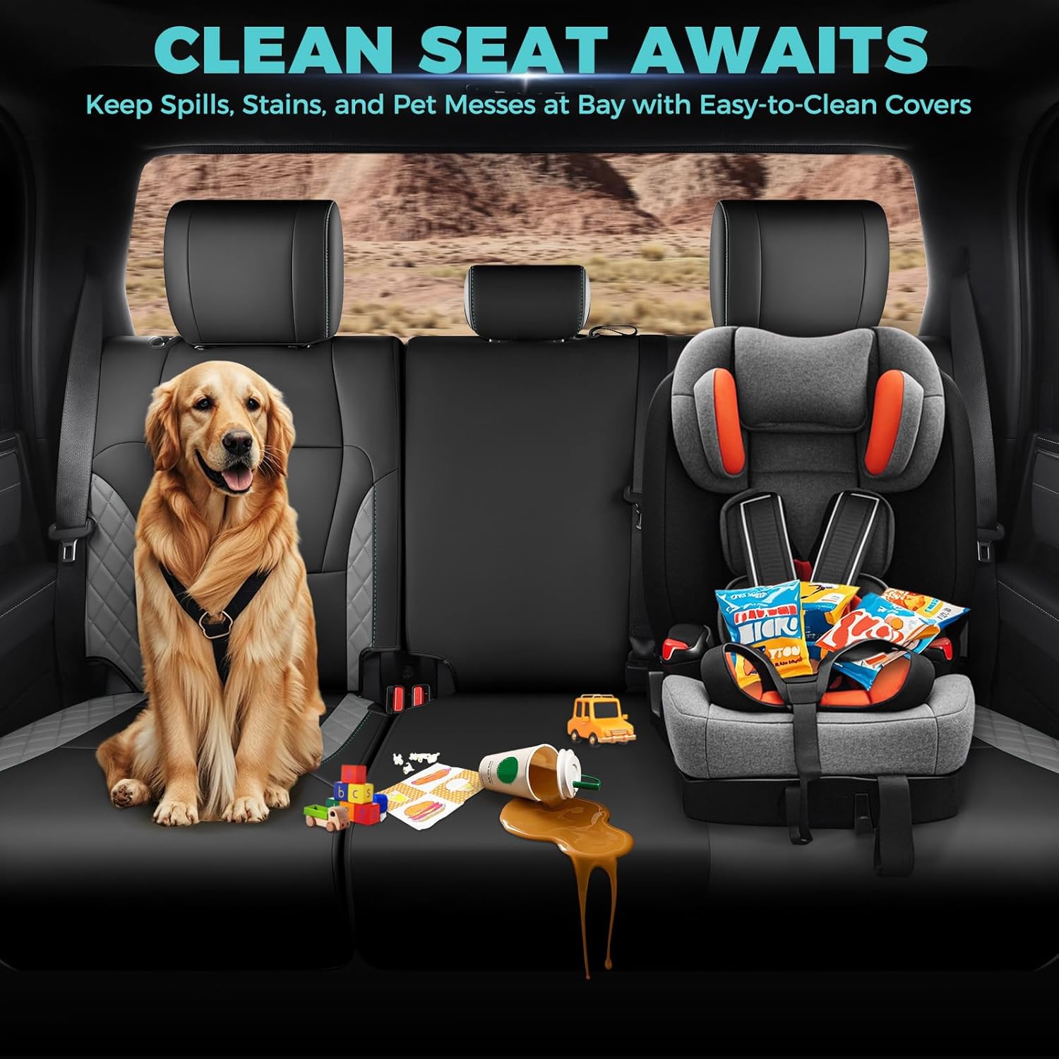 for Toyota Tundra Seat Covers 2022 2023 2024 2025 2026 Custom Fit Full Set, Waterproof & Durable Leather Seat Covers for Car - Black/Gray (for SR/SR5 Only, NO Rear Armrests)