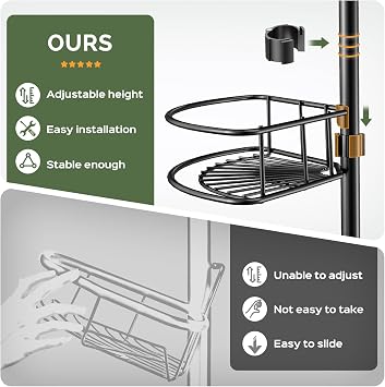 HAMITOR Telescopic Shower Caddy, 4 Tier Adjustable Bathroom Organizer | No-Drill Telescopic Pole Shower Organizer with Stainless Steel Shelves, Adjustable Height Storage for Small Bathrooms.
