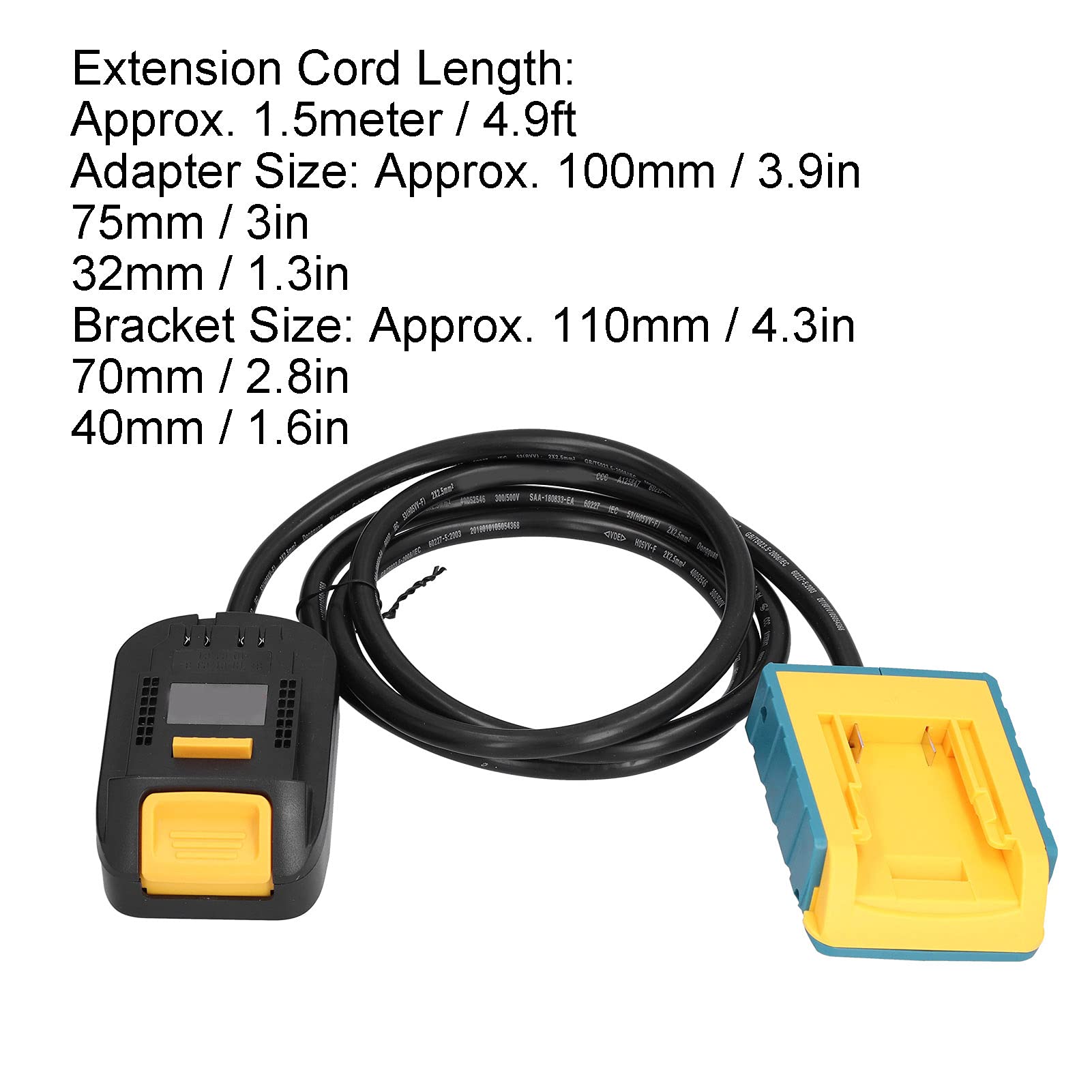 Adaptador Torvex, Adaptador de batería de Litio Convertidor de Montaje Remoto con Cable de extensión de 1,5 m para reducción de Peso de Herramientas eléctricas portátiles