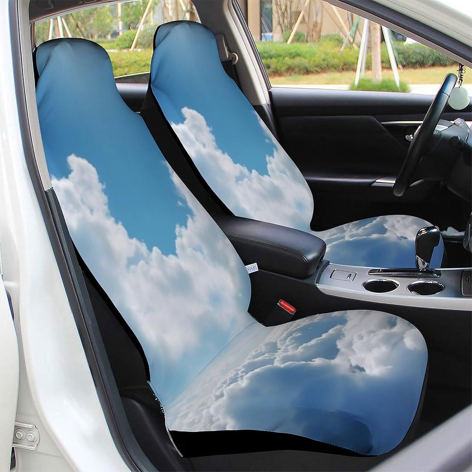Universal Sky Cloud Car Seat Covers Front Seats Protector Fits for Car SUV Sedan Truck Seat Cushion Cover Anti-Slip and Wrap Around 2PCS