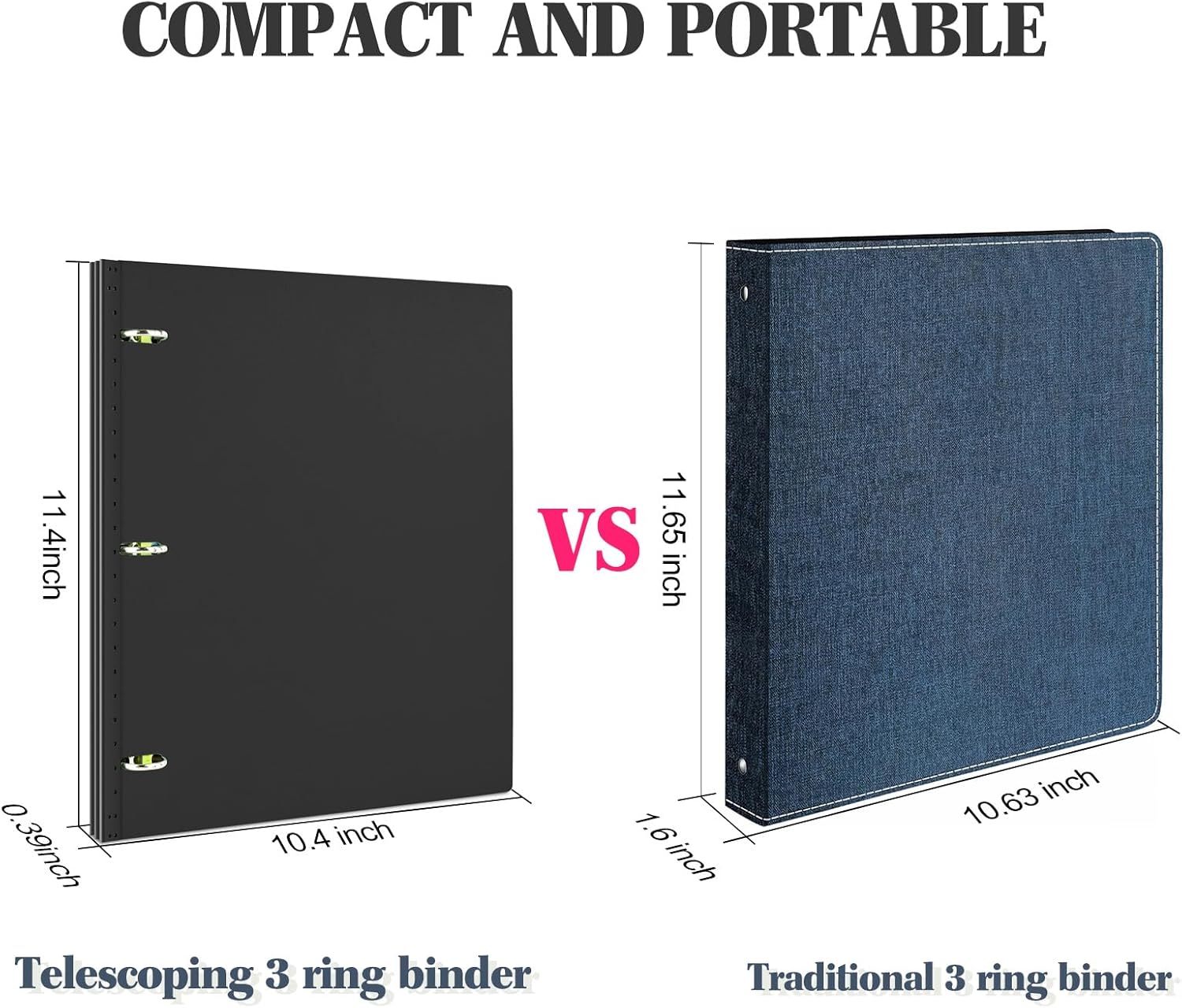 INFUN Telescoping 3 Ring Binder - 1 PCS + 4PCS Black