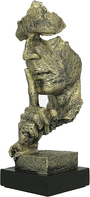 Abstract Sculpture Statue Sandstone Resin Keep Silent for Home Desktop Bookshelf Office Decoration 12.4 inches Tall (Gold)