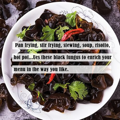 Miniatura 5 de VIGOROUS MOUNTAINS Hongo negro comestible orgánico seco hongo madera oído hongos Auricularia Auricula-judae para cocinar (4OZ)