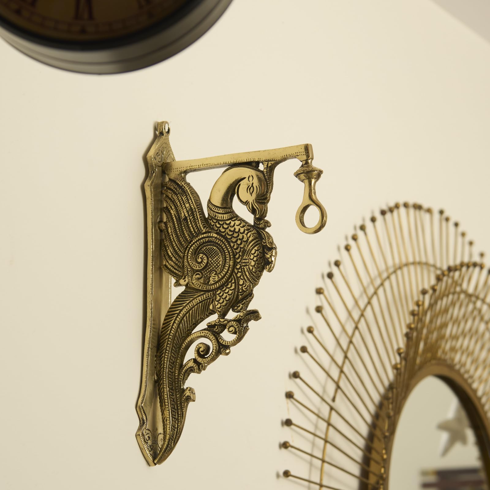 Esplanade Brass c– Traditional Handcrafted Wall Hanger for Diya Lamp, Bell, Home Décor (11.8" Inches)