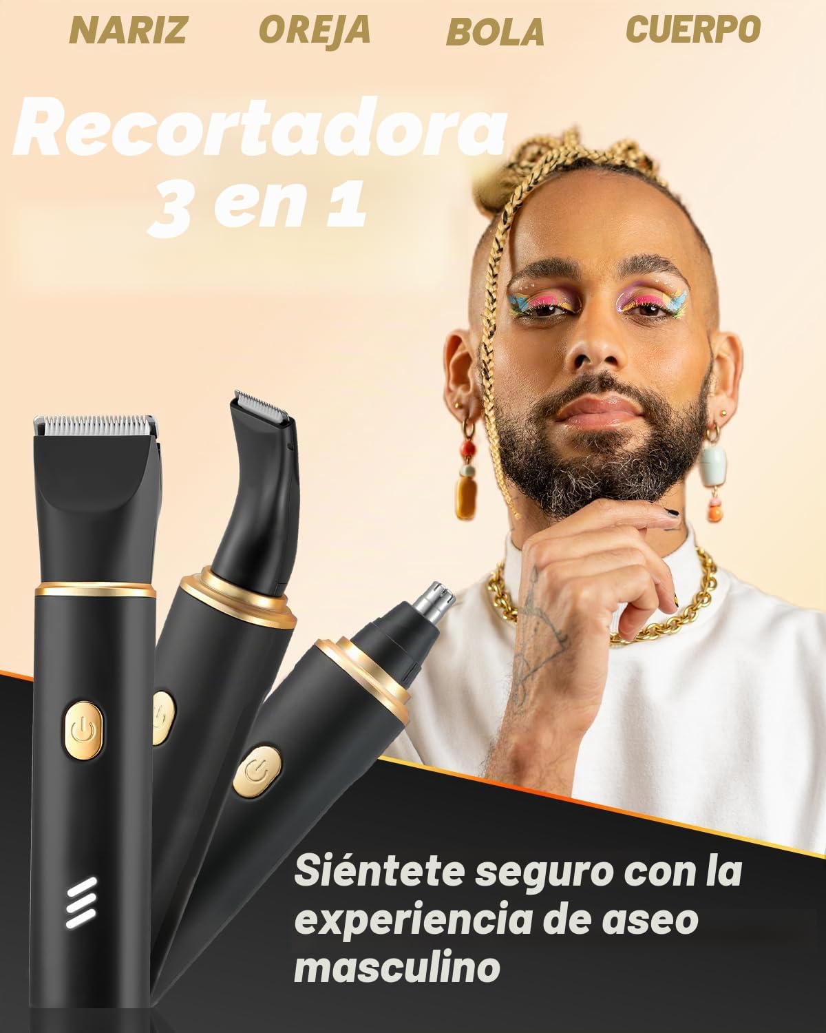 Afeitadora 3 en 1 para Mujer Zona Íntima - Uso en Seco y Mojado, Recargable, Cortapelos Nariz y Oreja, IPX7 Impermeable, Indoloro