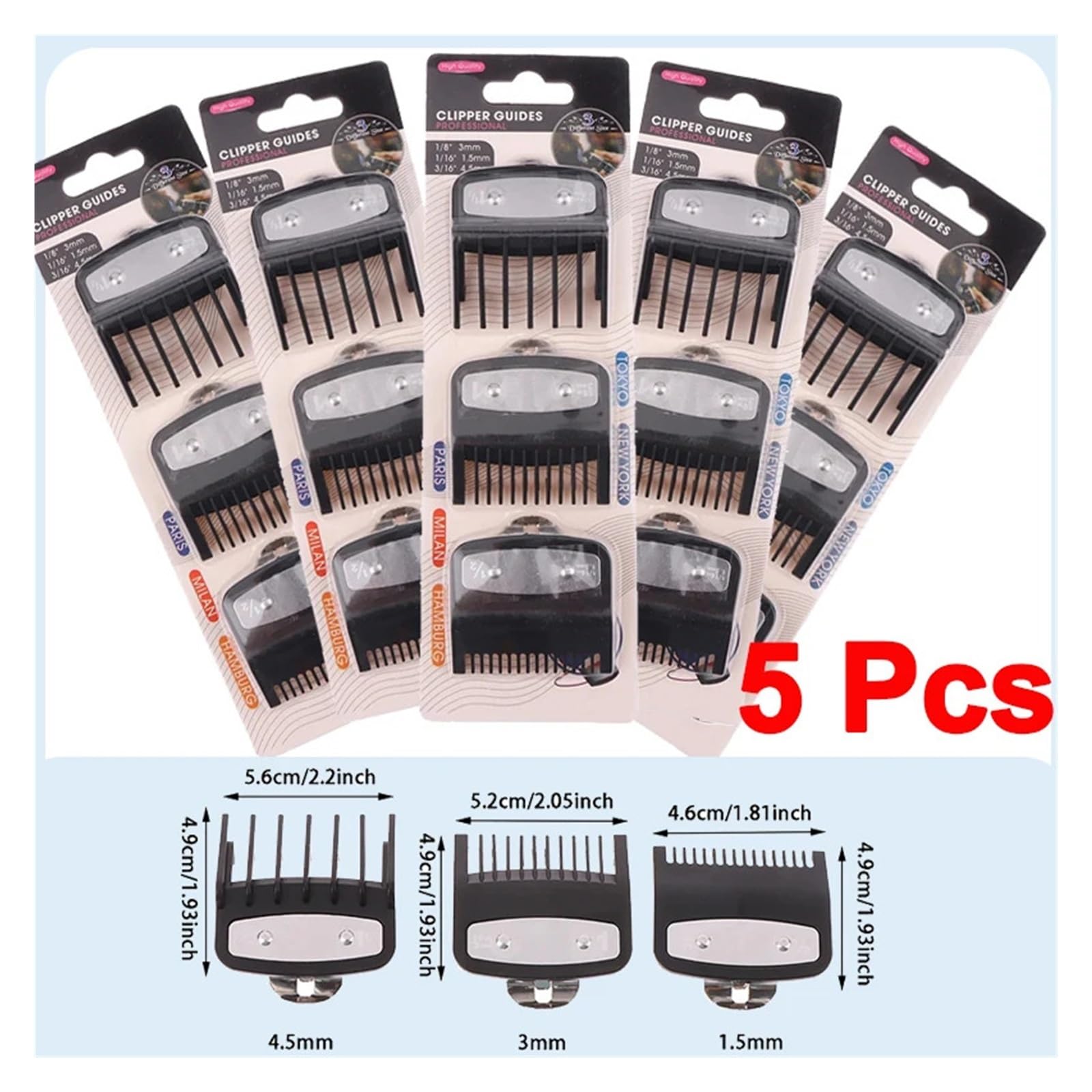 Vielseitiges Black Limit Kamm-Set, Haarschneider-Schutz, Führungskämme, Trimmer, Styling-Werkzeuge, Aufsatz, Kompatibel Mit 1,5 Mm, 3, 4. Stück(111-BlackX3)