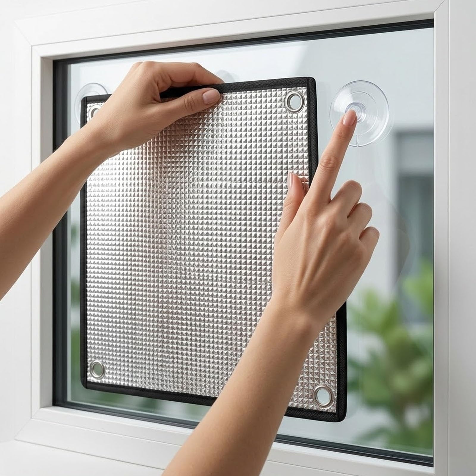 Blackout Thermal Window Film, Heat Control Reflective Aluminium Insulation with Suction Cups, Keep Room Cool & Dark for Bedroom Nursery Caravan, Tenant Friendly(Black,60x190cm)