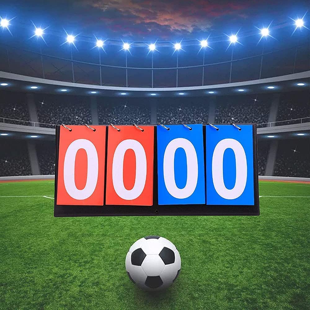 Marcador Deportivo Portátil 4 Dígitos Tablero de Puntuación Flip para Baloncesto Fútbol Béisbol Voleibol Tenis