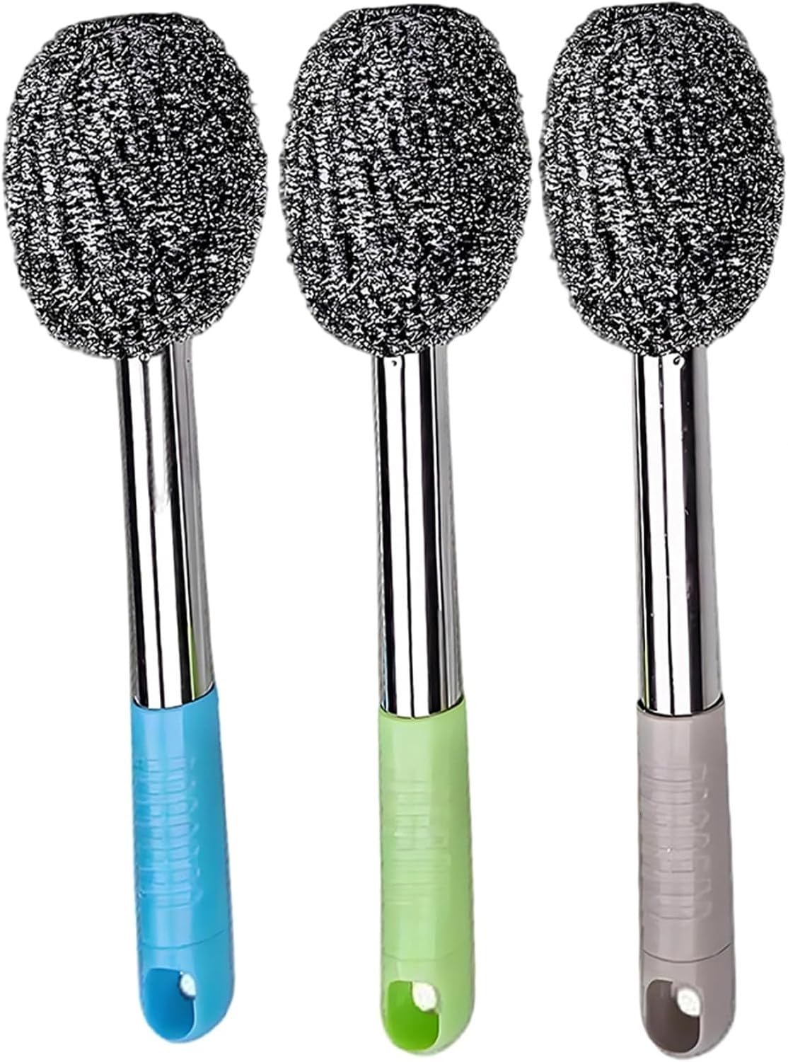 Set 3 Spazzole per Bottiglie con Manico Lungo e Setole in Acciaio