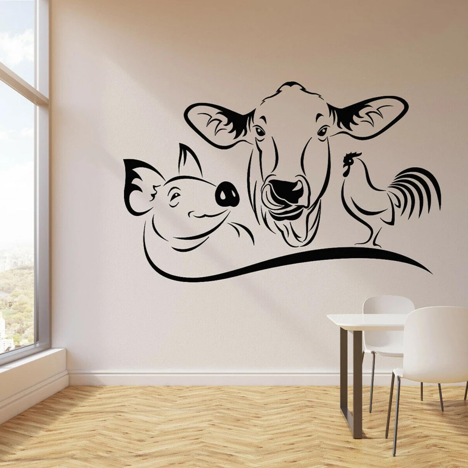 WEIMEIJIE Kitchen Stickers, Vinyl Stickers, Farm Animals, Cows, Pigs, Roosters, Houses, Pets, Restaurant, Kitchen Art Decals