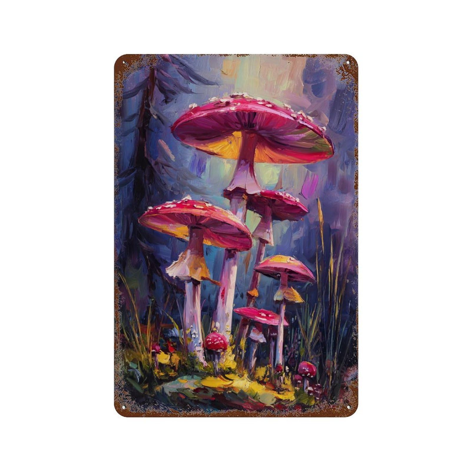 Mystical Forest Mushrooms Retro Metal Sign 11.8"x7.9", Ideal for Cafe, Home Bar And Lounge Decor