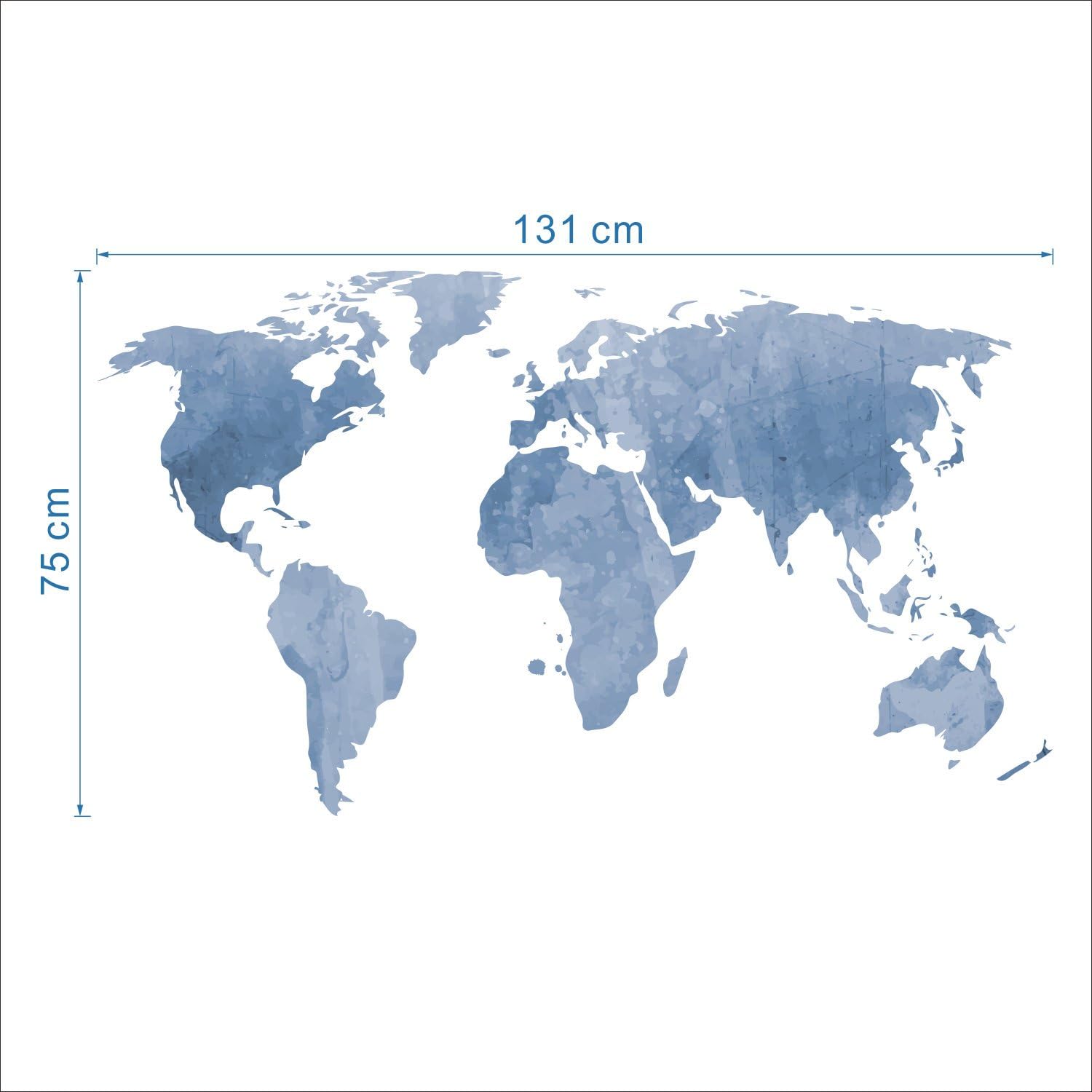 decalmile World Map Wall Sticker Modern Living Room Wall Decals Art Bedroom Office Home Decor (Blue, 131 x 75 cm)