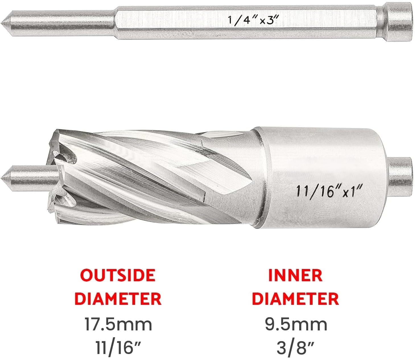 Annular Cutter 1" Depth of Cut for Magnetic Drill Press High Speed Cutting Mag Drill Bit for Magnetic Drill Press (11/16 X 1'')