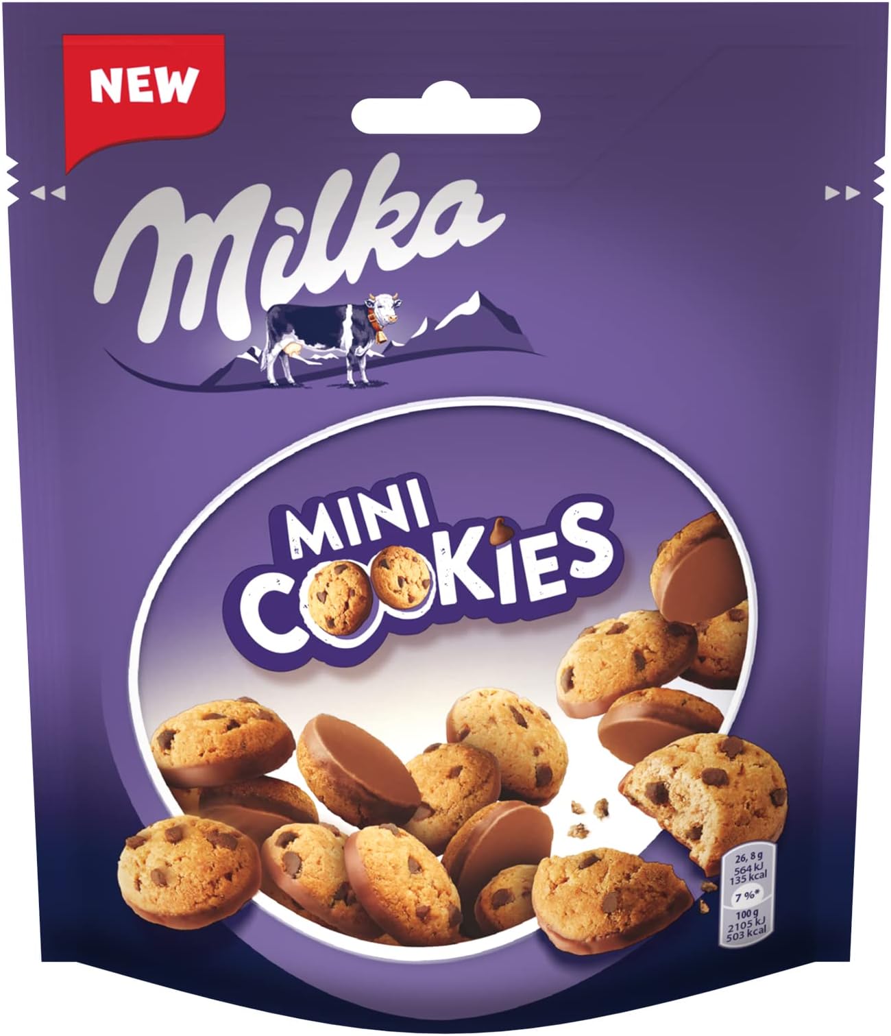 Mini Cookies Covered with Alpine Milk Chocolate Pieces (Imported), 110g