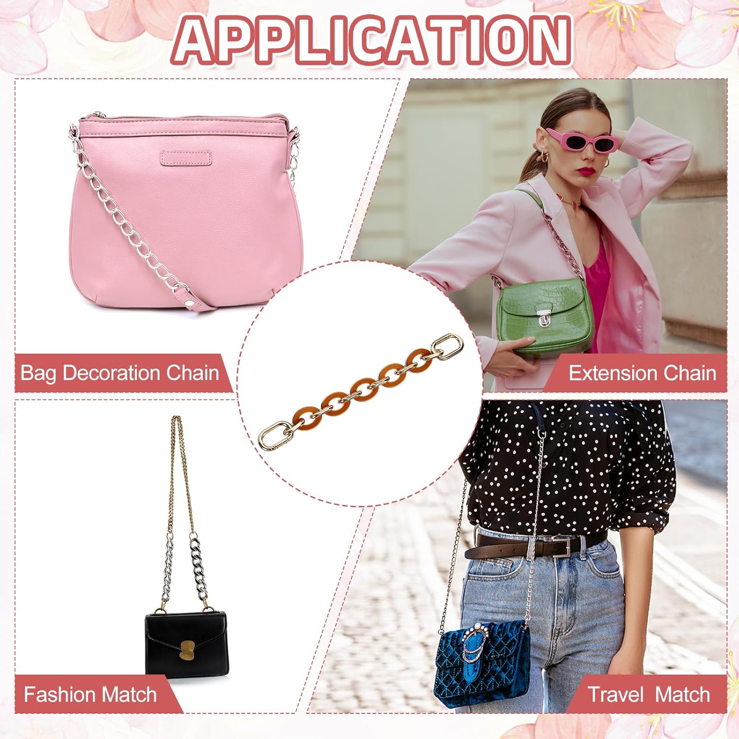 uxcell 8.1" Acrylic Chain Strap, Handle Purse Extension Decorative Strap, Women Bag Charm Replacement for Handbag, Wallet, Crossbody Shoulder Bags, Vintage - Image 6