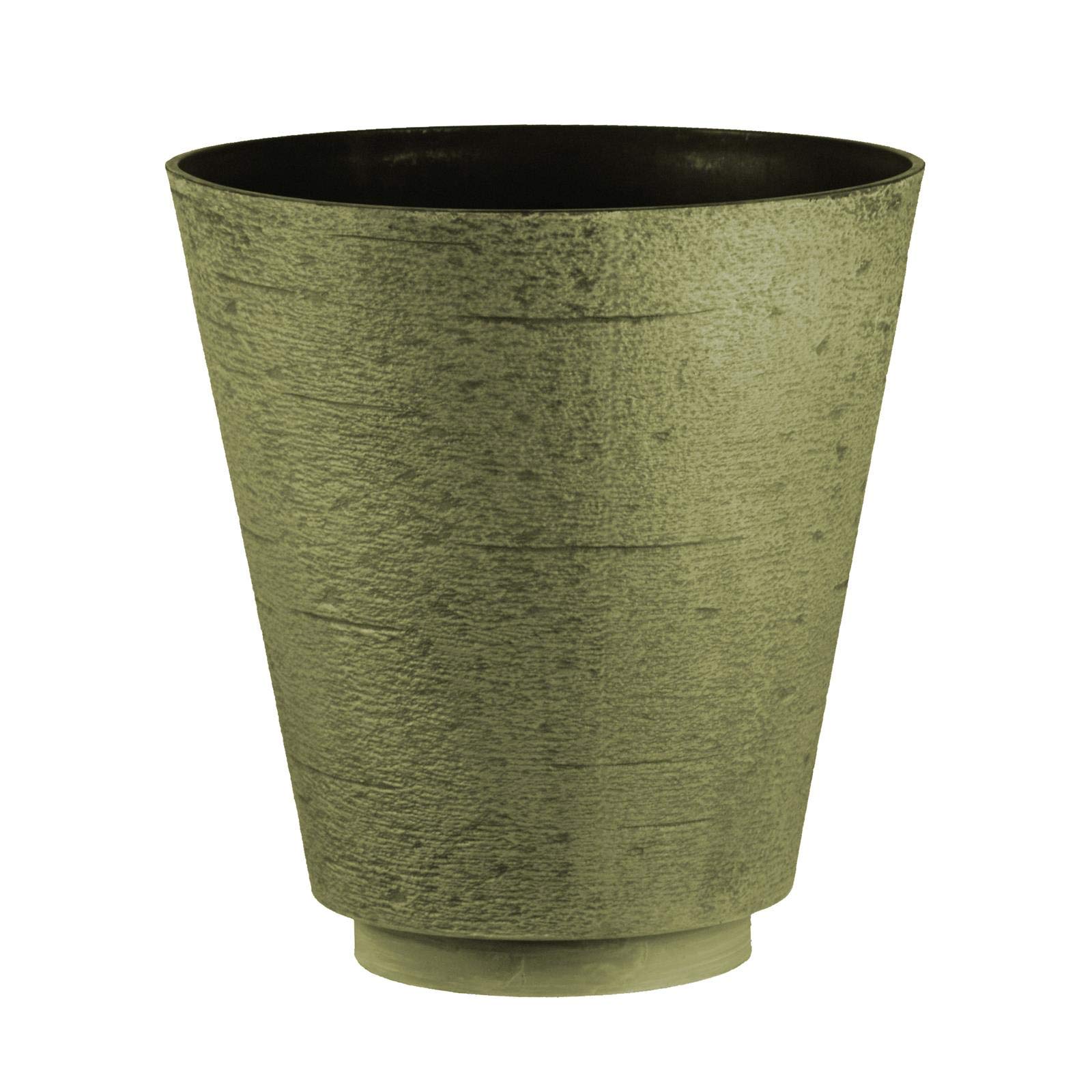 Hudson Textured Effect Plastic Planter - Grey/Green, Single Pot - Suitable for Indoor or Outdoor Use - 39.5cm (H) x 38cm (Dia)