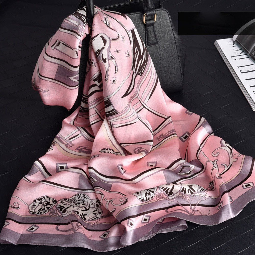 Foulard en Soie Satin de Soie Femme Printemps Et Automne Foulard en Soie Écharpe en Soie,F
