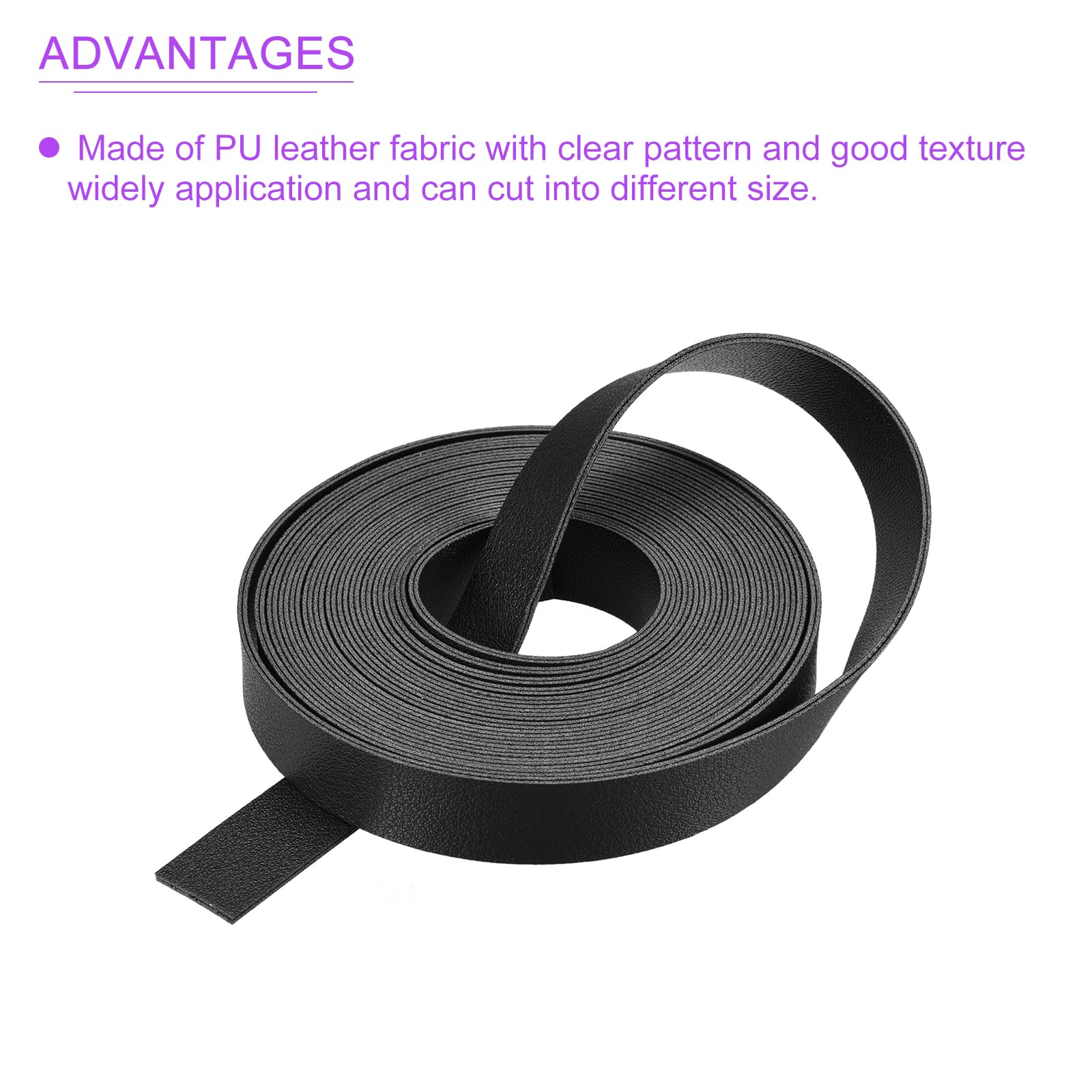 DMiotech 1 Pack 118 Inch 0.6 Inch Faux Leather Strip, Leather Strap Black for DIY Crafts Belts, Bags - Image 4