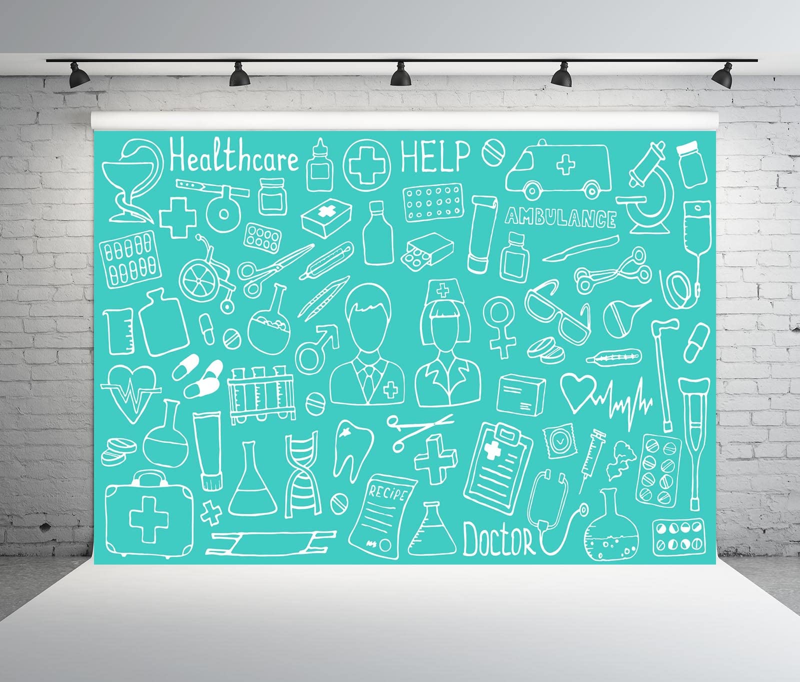 BELECO5x3ft Fabric Doctor and Nurse Photography Backdrop Medical Equipment Healthcare Ambulance Background Hospital Nurse Doctor Party Decorations Banner Kids Adults Photo Studio Booth Props