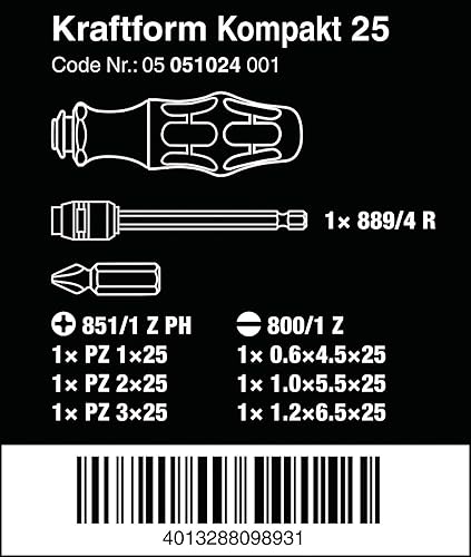 Miniatura 2 de Destornillador Bitholding Phillips Wera 05051024001Kraftform Kompakt de encaje 25 y con hoja de bayoneta y bolsa