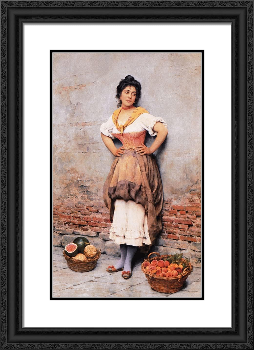ArtDirect De Blaas, Eugene 18x24 Gold Ornate Framed Art Print with Double Matting Titled: Unknown-ARC-06293
