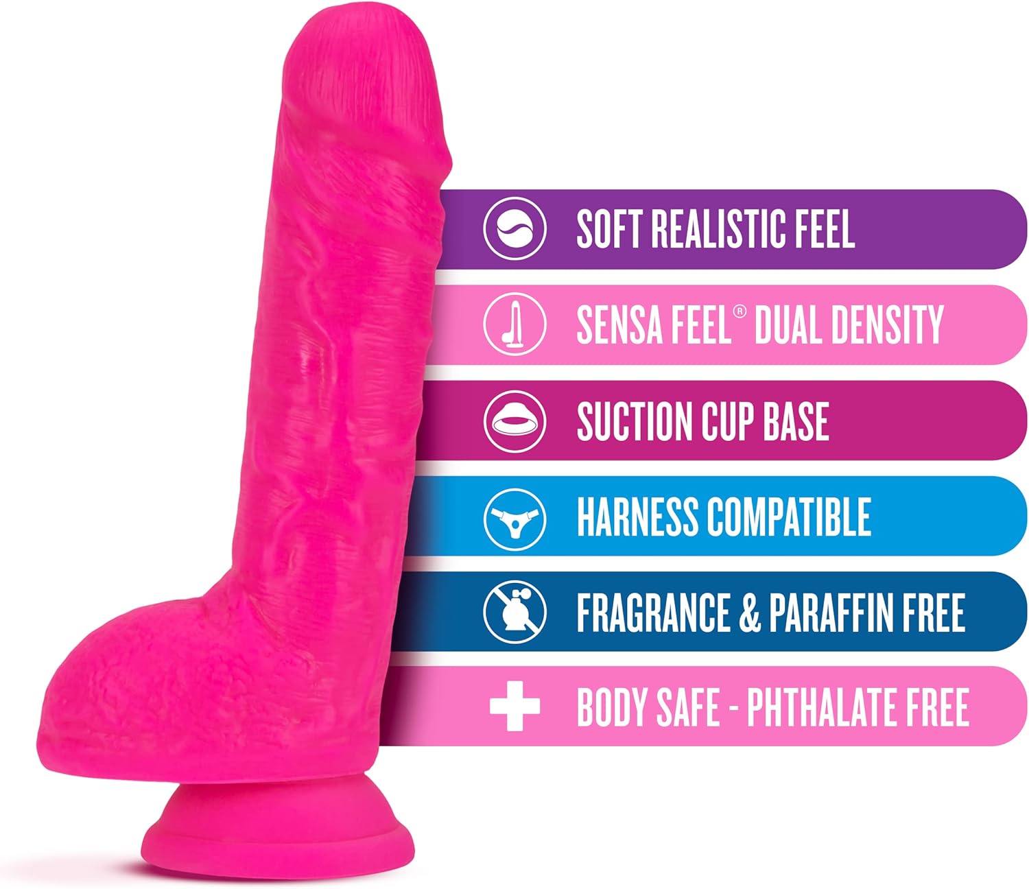 Blush Neo 9" Realistic Dildo w/Balls & Suction Cup Base, Sensa Feel Dual Density, Harness Compatible, Soft Cock for G-Spot and Anal Pleasure Lifelike Adult Penis Toy for Women, Men, Couples - (Pink)