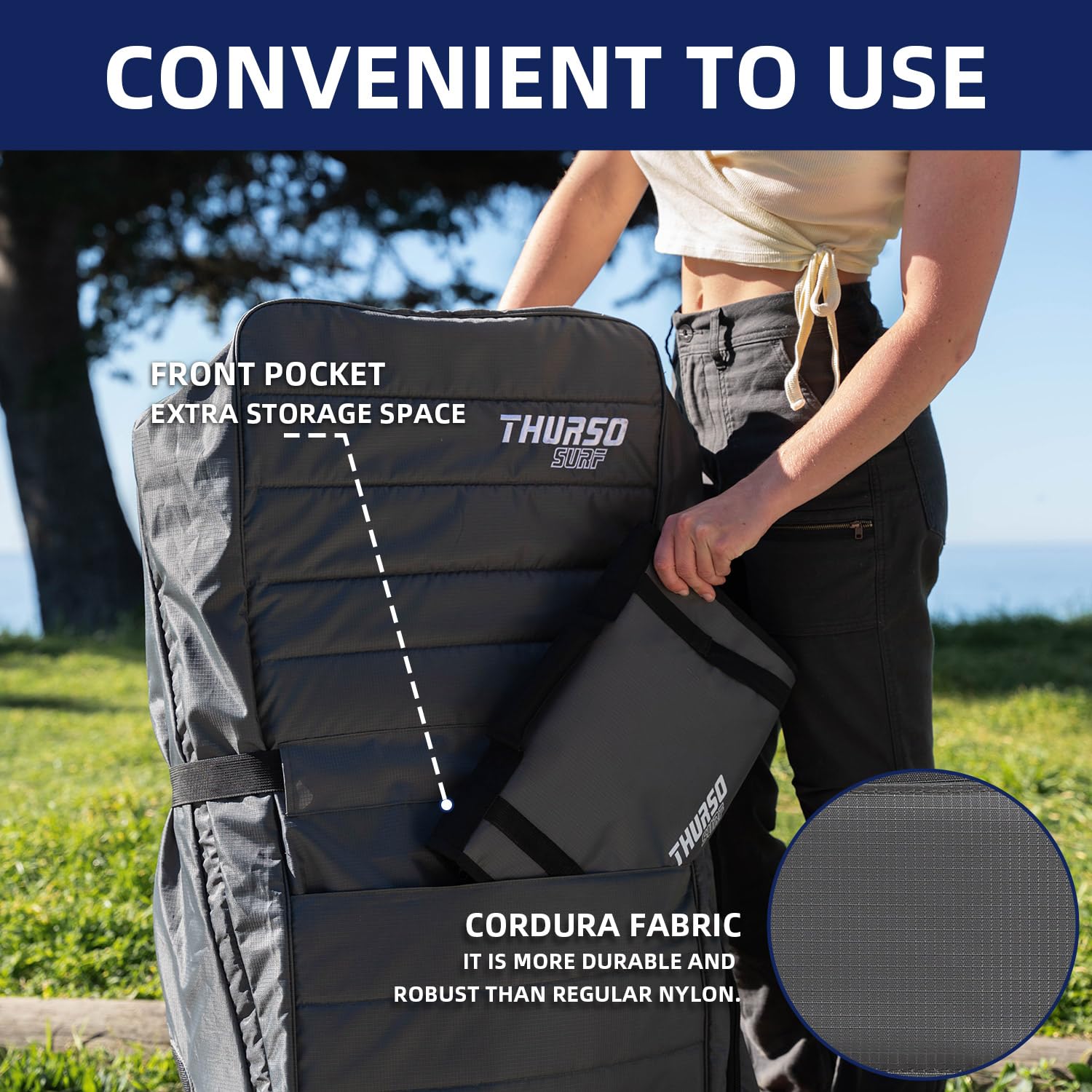 THURSO SURF Sac de planche à pagaie gonflable avec roulettes, sac à dos de rechange pour planche à pagaie SUP jusqu'à 12'6 et accessoires, grande capacité, sac à dos de transport de voyage