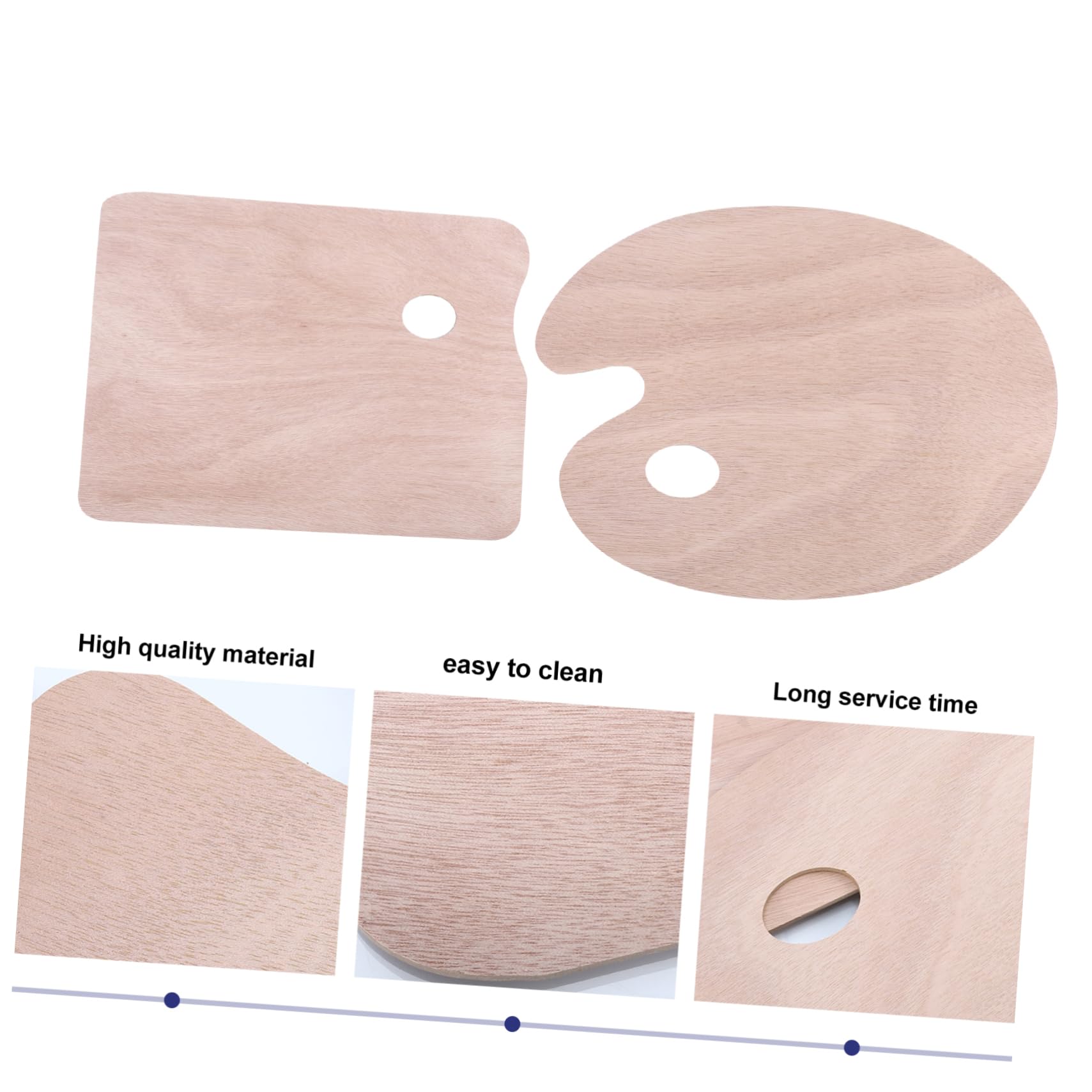 Holz Ölgemäldepalette für Schüler 2 Stück Glatte Mischplatte