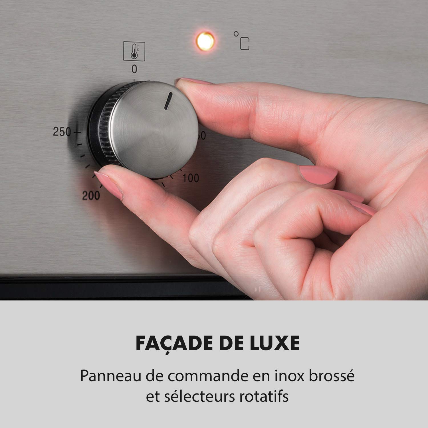 Klarstein Kalahari Four Encastrable - Électrique, 68 Litres, Classe d'Efficacité Énergétique A, 59,5cm, Température : 50-250 °C, 7 Fonctions, 5 Niveaux, Sécurité Enfant, Autonome, Noir