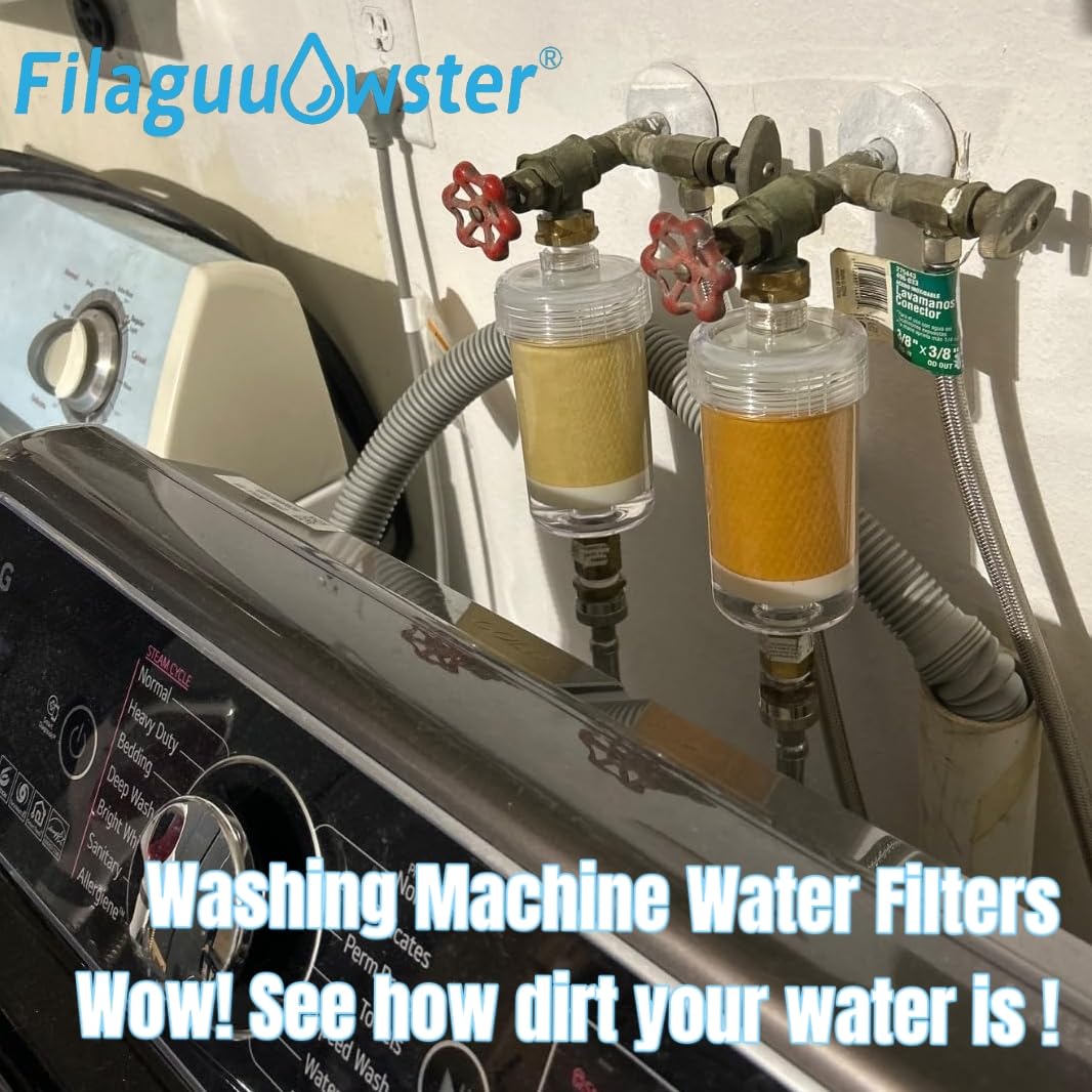 Filtro de agua de 1 micra en línea para lavadora, eliminación de cloro > 99% cuidado de la piel y el cabello, filtro de agua de carbono para lavadora para reducir el olor, filtro de