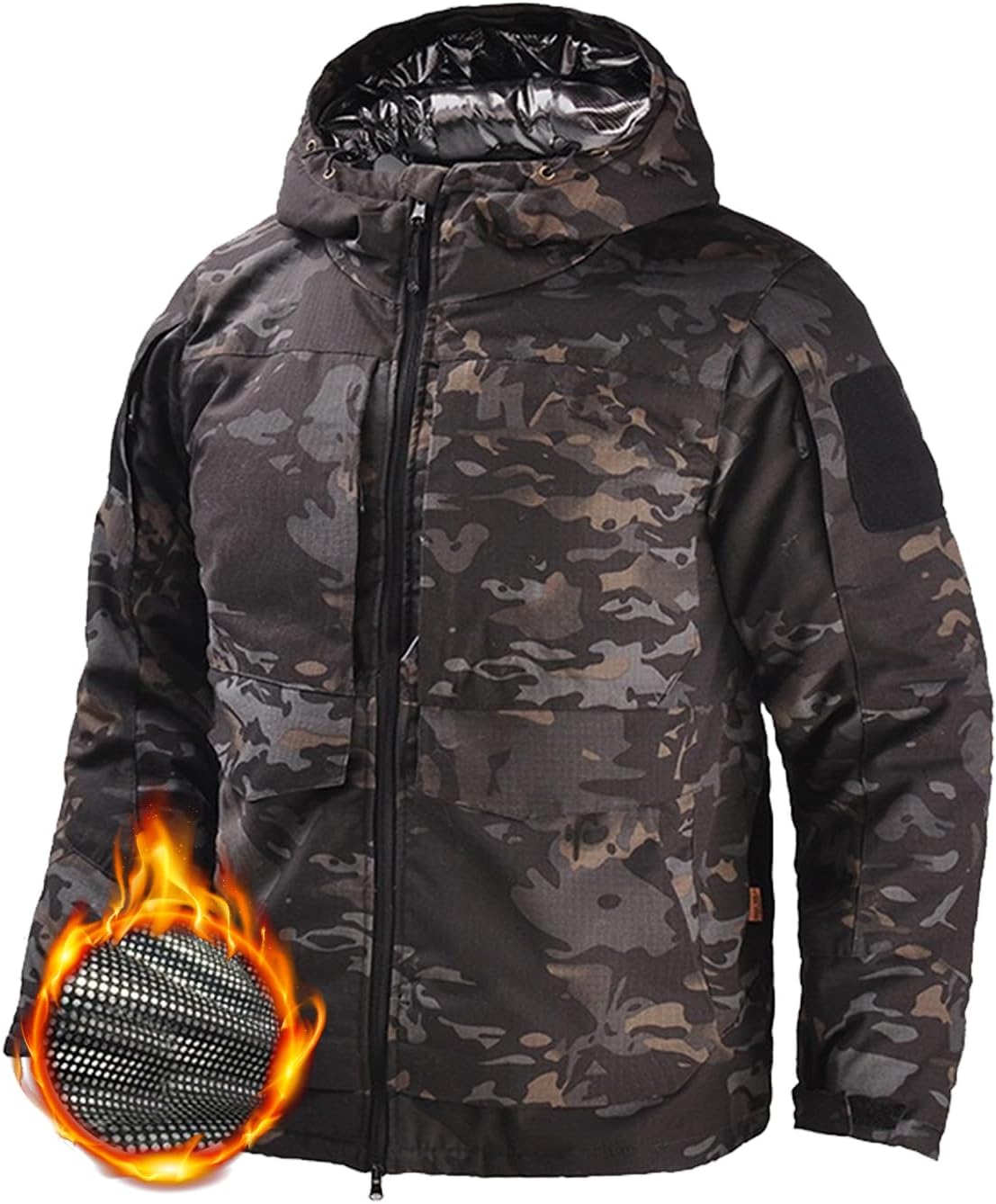 HARGLESMAN Heat Reflective Tactical Jacket for Men Winter Outdoor Camouflage Insulated Windbreaker Military Style Jacket