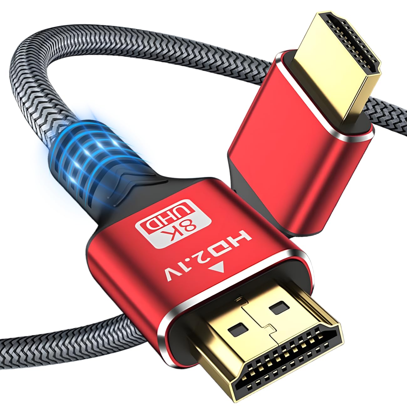 HDMI ケーブル 1.5M 48Gbps 超高速 HDMI 2.1 ケーブル 8K@60Hz/4K@120Hz/2K@144Hz eARC・VRR/ALLM・Dynamic HDR 対応 PS5/Xbox/Switch/PC/TV等適用 アルミ合金とナイロン編み素材 SEHDMIH1.5M(レッド)