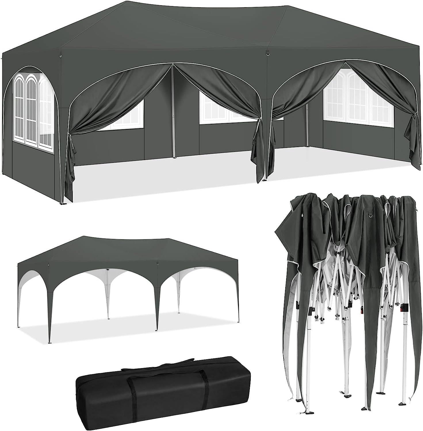 Carport - Tienda de campaña de 4 x 6 m, resistente al agua y a los rayos UV, estructura de acero estable para coches, SUV y caravanas, ideal para patio, terraza, comercial y puesto de mercado