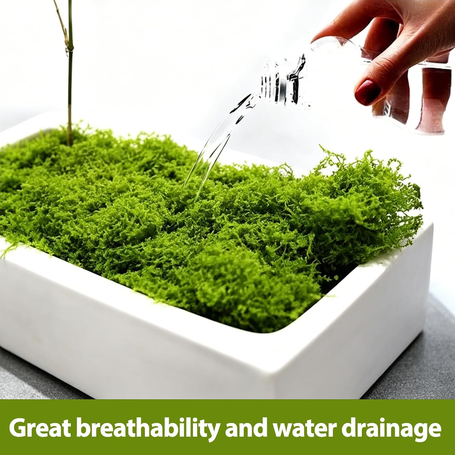 Fake Green Moss for Potted Plants 7.05OZ (200g), Artificial Moss for DIY Crafts Fairy Gardens Wedding Party, Faux Moss for Indoor Outdoor Plant Decor, Micro-Landscape Table Centerpieces Filler Decor
