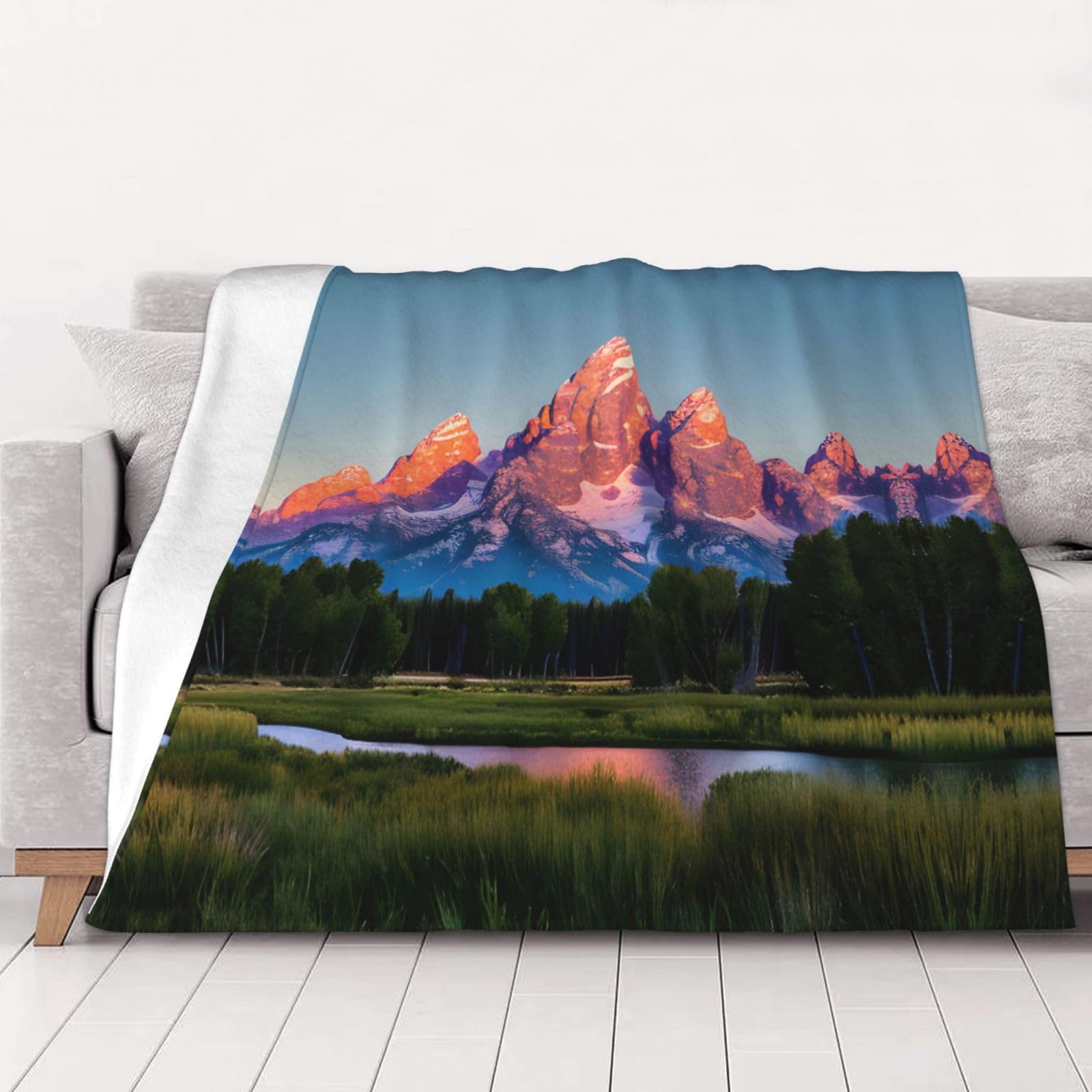 Couverture pour lit et canapé motif Grand Teton plaid grand format