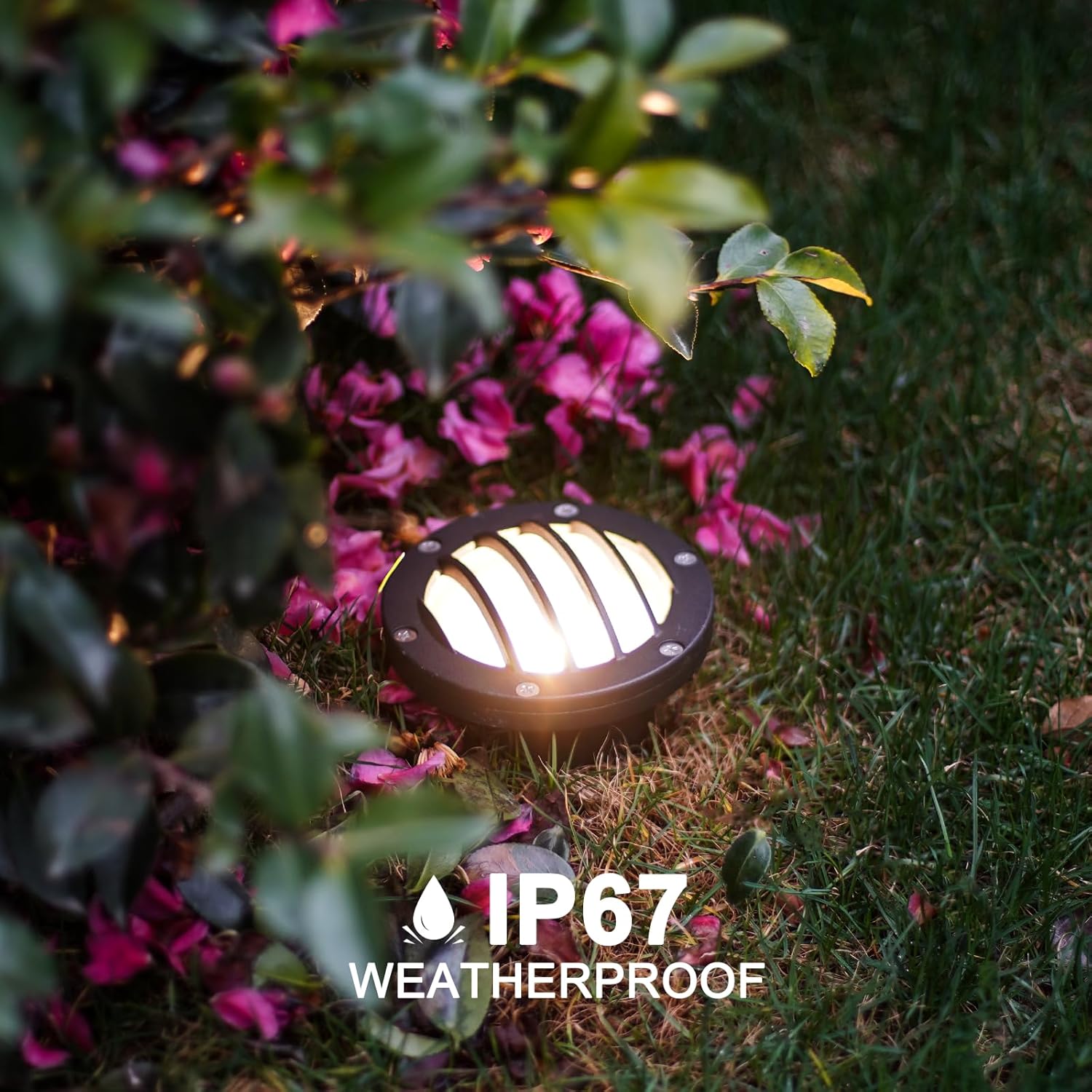 GOODSMANN Landscape Lights 4PK Low Voltage Well Lights 4 Watt 200 Lumen LED Landscape Lighting 2800K Warm White Metal In-Ground Light with Cable Connectors
